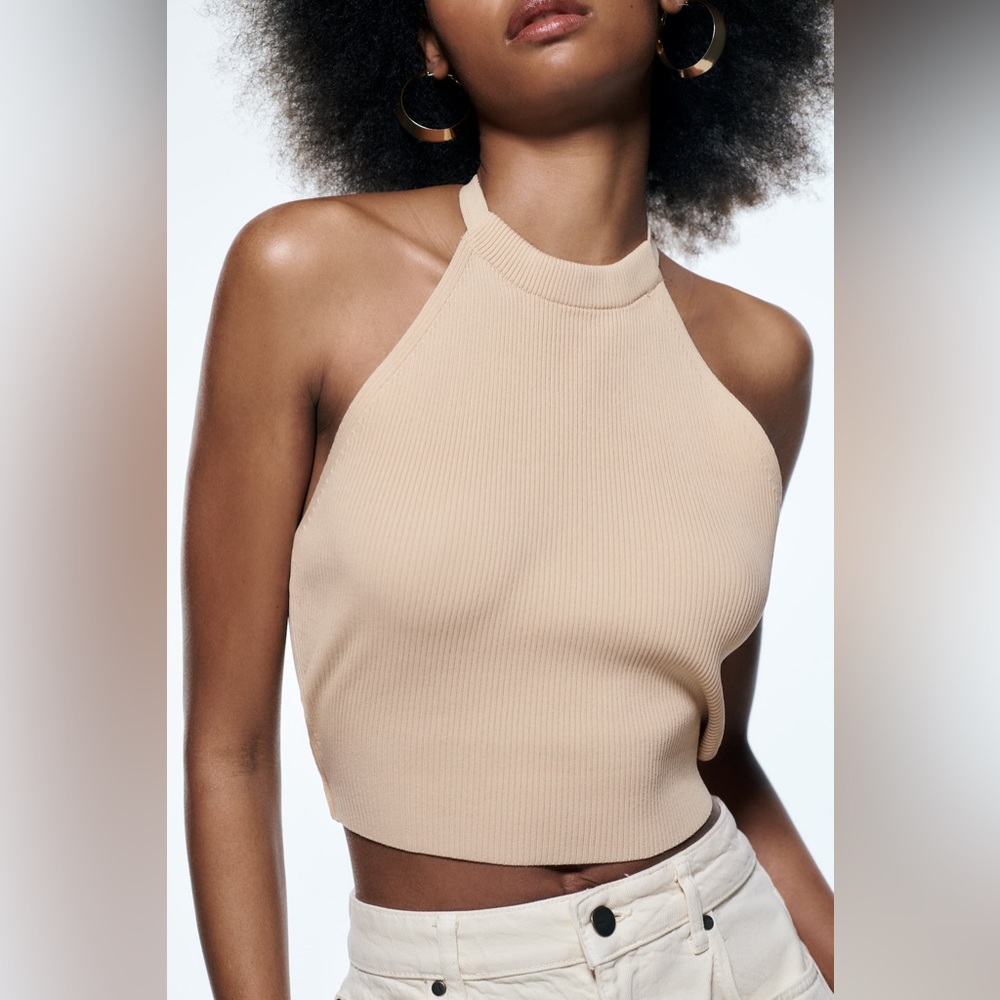 Zara Halter Knit Top Size S